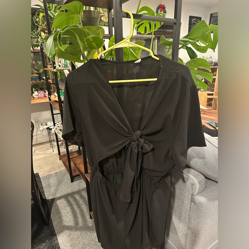 Generic Light Black V-Neck Romper